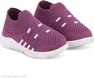 AXROW Boys & Girls Slip on Sneakers(Purple, 3 MONTHS - 6 MONTHS)