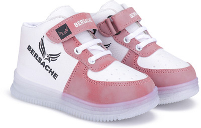 BERSACHE Boys Velcro Sneakers(Pink, 8.5-9 Year)