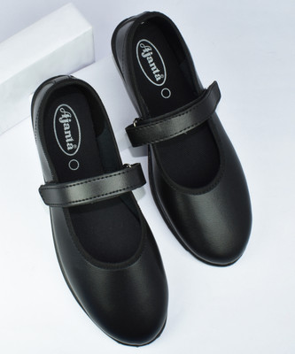 AJANTA Girls Velcro School Shoes(Black, 8-9 Years)