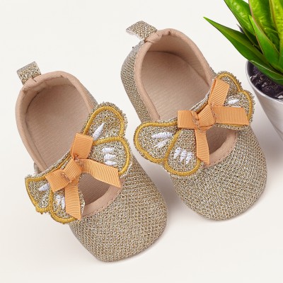 Baby Moo Girls Velcro Ballerinas(Gold, 6-9 Months)