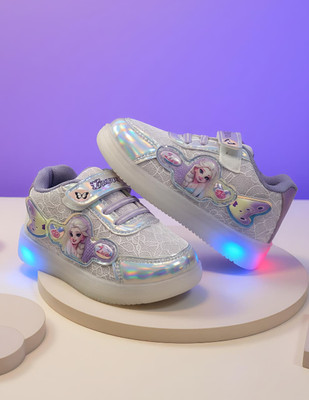 Crazyly Barbie Girls Velcro Sneakers(Purple, 3-3.5 Years)