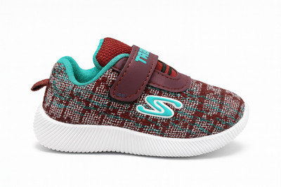 TRZ Boys & Girls Velcro Running Shoes(Maroon, 3-3.5 Year)