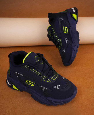 Crazyly Boys & Girls Lace Sneakers(Blue, 6-7 Years)