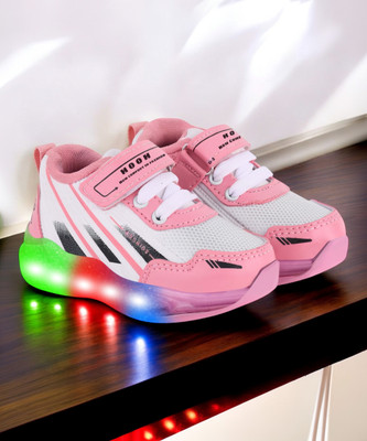 HOOH - Now comfort in fashion Boys & Girls Velcro Sneakers(Pink, 6-9 Months)