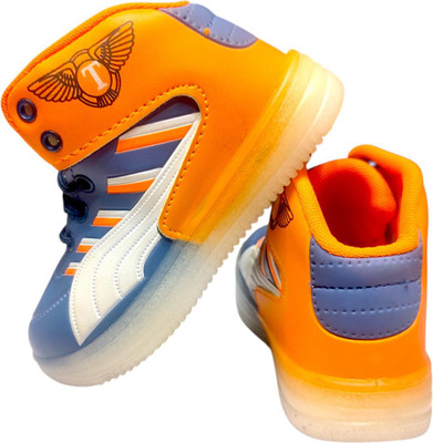 BINOS Frozen Boys & Girls Lace Sneakers(Orange, 7-8 Years)