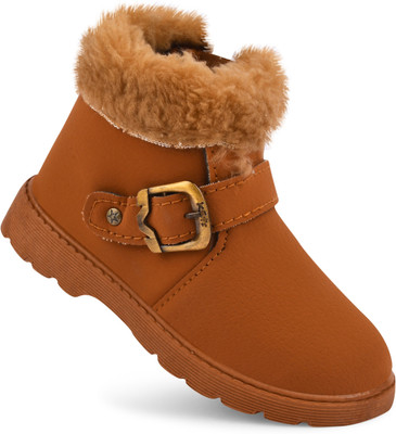 kats Boys & Girls Buckle Casual Boots(Brown, 4-5 YEARS)