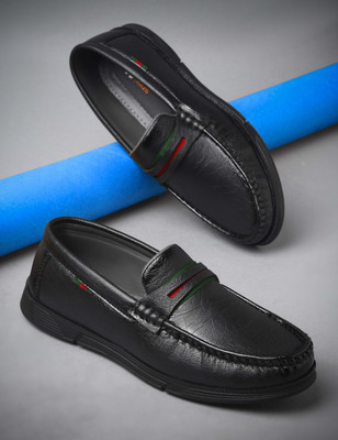 kats Boys Slip on Loafers(Black, 6-6.5 YEARS)