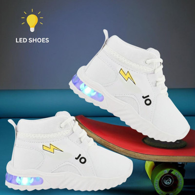 JOSMOS Boys Lace Sneakers(White, 8-8.5 years)