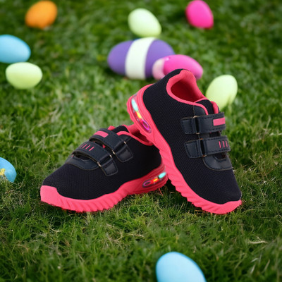 rotation Boys & Girls Velcro Running Shoes(Pink, 3.5-4)