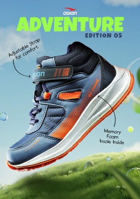 asian Boys Lace Running Shoes(Blue, 11-12 Years)