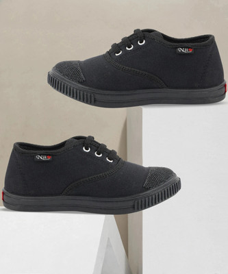 Pu-Pine Boys Lace Tennis Shoes(Black, 2 - 2.5 Years)