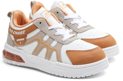 asian Boys Lace Sneakers(Beige, 7-8 Years)