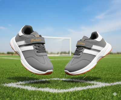 YASAA Boys & Girls Velcro Running Shoes(Grey, 8-10 Years)