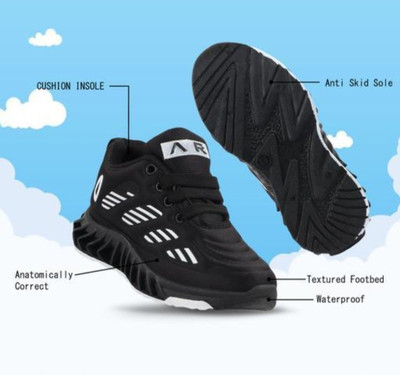 ZNSROYAL Boys Lace Running Shoes(Black, 10-11 Years)