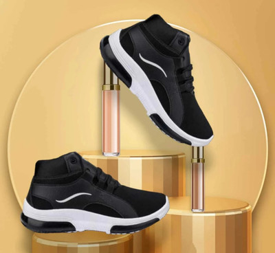 Crazyly Boys & Girls Lace Sneakers(Black, 10-11 Years)