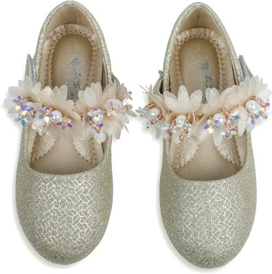 Baby Moo Girls Velcro Ballerinas(Gold)