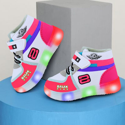 BALAKPLUS Boys & Girls Velcro Sneakers(Pink, 18-24 Months)