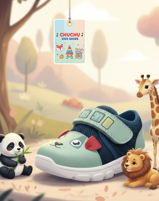 JOSMOS Boys Velcro Sneakers(Blue, 3-6 Months)