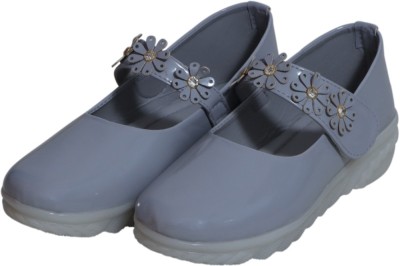 peakplay Girls Velcro Ballerinas(Grey)