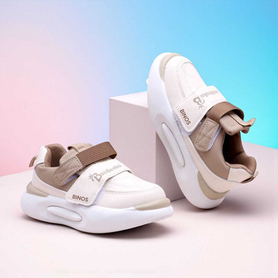 BINOS Boys & Girls Velcro Sneakers(Brown, 18-24 Months)