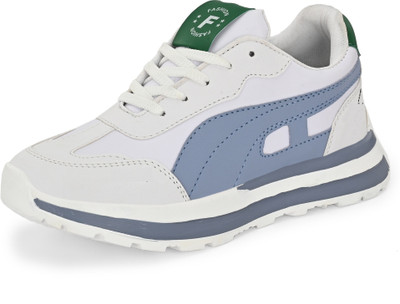DUMPPY Boys Lace Running Shoes(White, 12-14 YEAR)