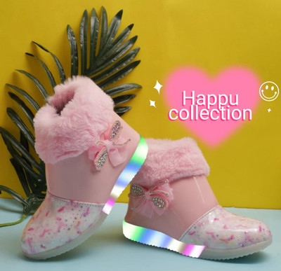HAPPU COLLECTION Girls Zip Casual Boots(Pink, 7 Years)