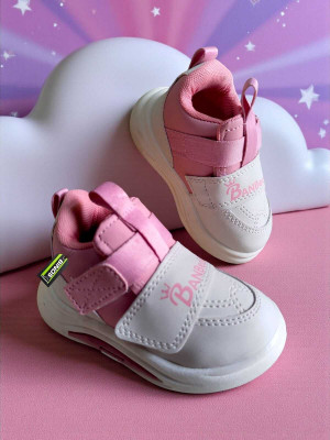 BINOS Boys & Girls Velcro Sneakers(Pink, 4-4.5 Years)