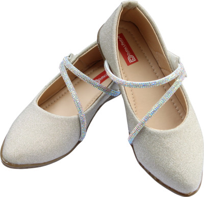 Dutta Lifestyle Girls Velcro Ballerinas(White, 6 to 6.5 Years)