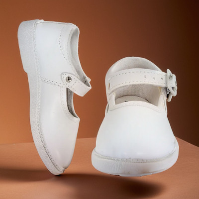 LIBERTY Girls Buckle Ballerinas(White, 3.5-4 Years)