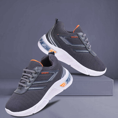 BERSACHE Boys & Girls Lace Running Shoes(Grey, 7-8 Years)