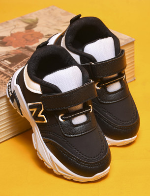 kats Boys Velcro Sneakers(Black, 3-3.5 YEARS)