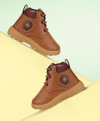 BERSACHE Boys Lace Casual Boots(Brown, 4.5-5 YEARS)