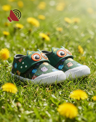 JOSMOS Boys Velcro Sneakers(Green, 9-12 Months)