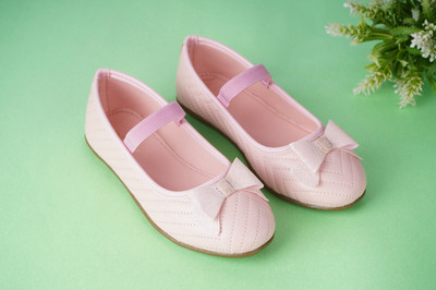 BOYZ N GALZ Girls Velcro Ballerinas(Pink, 9 - 10 years)