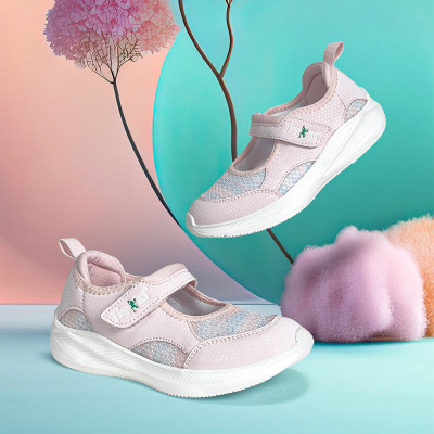 Hopits Girls Velcro Ballerinas(Pink, 3-3.5)