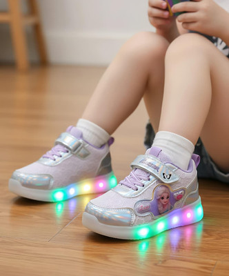 Crazyly Barbie Girls Velcro Sneakers(Purple, 18-24 Months)