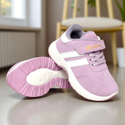 BINOS Boys & Girls Velcro Sneakers(Purple, 7-8 Years)