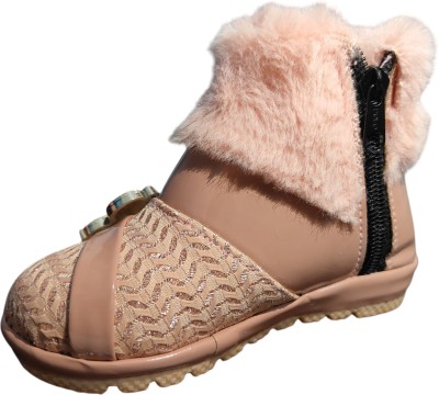 Fut fettoe Girls Zip Casual Boots(Pink, 9-12 MONTH)