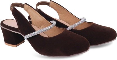 Mukunda Footwear Girls Sling Back Heels(Brown , 4-4.5 Years)