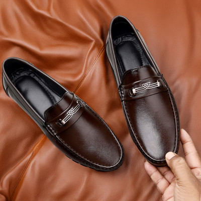 kbhub Boys Slip on Loafers(Brown, 18 - 20 Years)