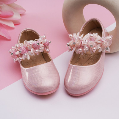 Neska Moda Girls Velcro Ballerinas(Pink, 18-24 Months)