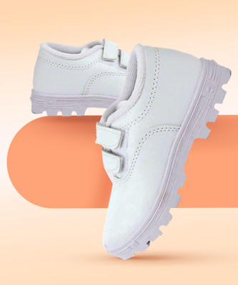 LIBERTY Boys & Girls Velcro School Shoes(White, 7-8)