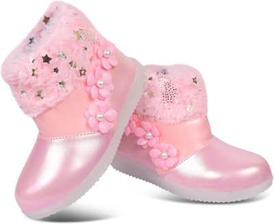 GNX Girls Zip Casual Boots(Pink, 12-18month)