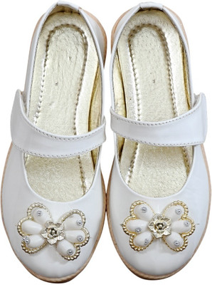 New Collection Girls Velcro Ballerinas(White, 6.5-7 Years)