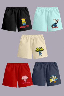 Minibot Short For Baby Boys & Baby Girls Casual Printed Pure Cotton(Multicolor, Pack of 5)
