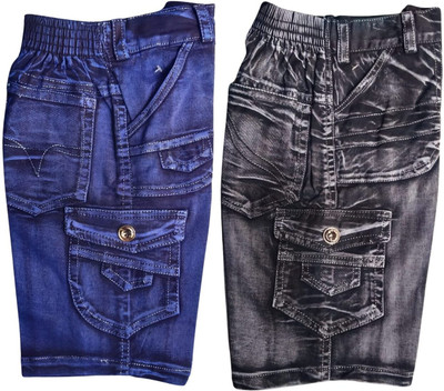 SHREESALES Short For Boys & Girls Party Solid Denim(Multicolor, Pack of 2)
