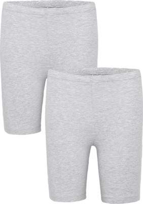 Charm n Cherish Short For Girls Casual Solid Cotton Blend(Grey, Pack of 2)