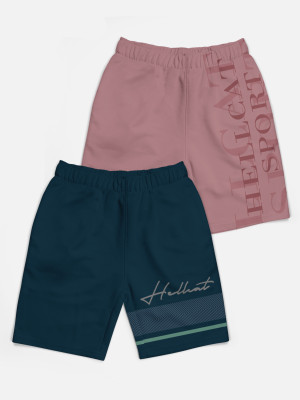Hellcat Short For Boys Casual Printed Cotton Blend(Purple, Blue, Pack of 2)
