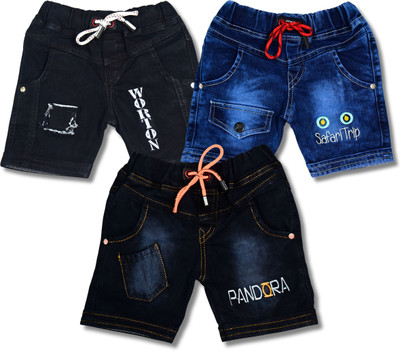 Worton Fashion Short For Baby Boys Casual Self Design Denim(Multicolor, Pack of 3)