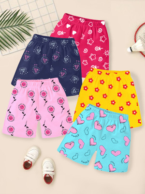 Kuchipoo Short For Girls Casual Printed Cotton Blend(Multicolor, Pack of 5)